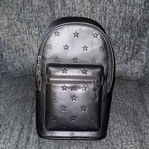 Coach West Pack Bag with Star Print Smooth Calf Leather in Gunmetal/Black NWT - Picture 8 of 16